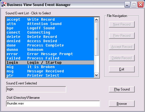 Add this GUI program to assign sound files to play when specific events occur.